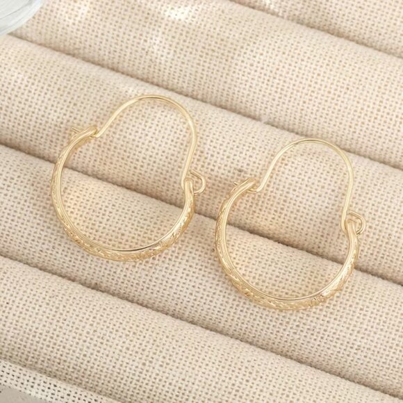 14K Gold Womens Small Hanging Drop Hoop Earrings Ladies New 14 K Silver Jewelry - Picture 5 of 5